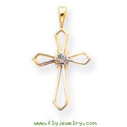 14K Gold Diamond Cross Pendant