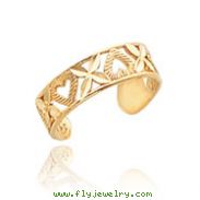 14K Gold Diamond-Cut  " X" & Heart Toe Ring