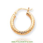 14K Gold Diamond-Cut 3x19mm Round Hoop Earrings