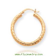 14K Gold Diamond-Cut 3x28mm Round Hoop Earrings