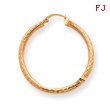 14K Gold Diamond-Cut 3x40mm Round Hoop Earrings