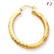 14K Gold Diamond-Cut 4x33mm Round Hoop Earrings