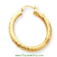 14K Gold Diamond-Cut 4x33mm Round Hoop Earrings