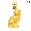 14K Gold Diamond-Cut Cat Pendant
