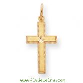 14K Gold Diamond Cut Cross Pendant