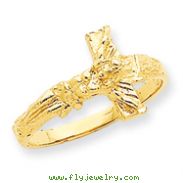 14K Gold Diamond-Cut Crucifix Ring