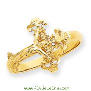 14K Gold Diamond Cut Crucifix Ring