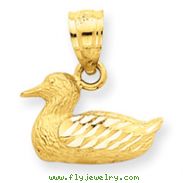 14K Gold Diamond-cut Duck Pendant