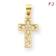 14K Gold Diamond-Cut Filigree Cross Pendant