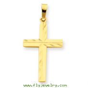 14K Gold Diamond-cut Hollow Cross Pendant