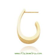 14K Gold Diamond-Cut J-Hoop Post Earrings