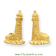 14K Gold Diamond-Cut Lighthouse Earrings