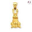 14K Gold Diamond-Cut Rabbit Pendant