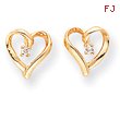 14K Gold Diamond Heart Earrings
