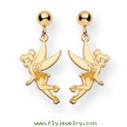 14K Gold Disney Tinker Bell Dangle Post Earrings