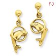 14K Gold Dolphin Earrings