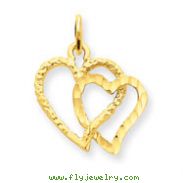 14K Gold Double Heart Charm