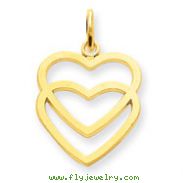 14K Gold Double Heart Charm