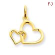 14K Gold Double Heart Charm