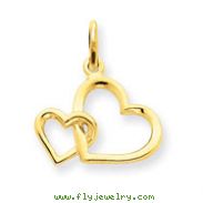 14K Gold Double Heart Charm