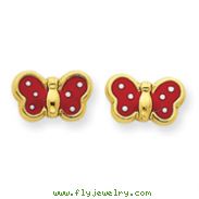 14K Gold Enameled Butterfly Ear