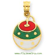 14K Gold Enameled Christmas Ornament Pendant