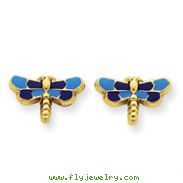 14K Gold Enameled Dragonfly Ear