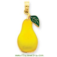 14K Gold Enameled Green Pear Pendant