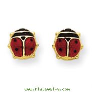 14K Gold Enameled Ladybug Earrings