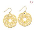 14K Gold Fancy Lace Filigree Dangle Earrings