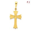 14K Gold Fleur De Lis Cross Pendant