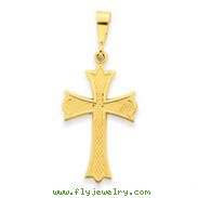 14K Gold Fleur De Lis Cross Pendant