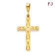 14K Gold Fleur De Lis Cross Pendant