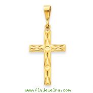 14K Gold Fleur De Lis Cross Pendant