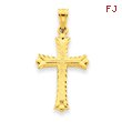 14K Gold Fleur de lis Cross Pendant