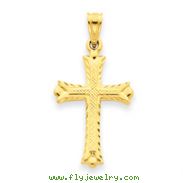 14K Gold Fleur de lis Cross Pendant