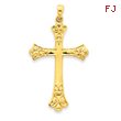 14K Gold Fleur de lis Cross Pendant