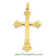 14K Gold Fleur de lis Cross Pendant