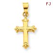 14K Gold Fleur De Lis Hollow Cross Charm