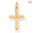 14K Gold Floral Cross Charm