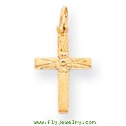 14K Gold Floral Cross Charm