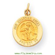 14K Gold Guardian Angel Medal Charm