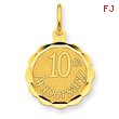 14K Gold Happy 10th Anniversary Charm