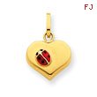 14K Gold Heart With Enameled Ladybug Charm