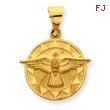 14K Gold Holy Spirit Medal Round Pendant