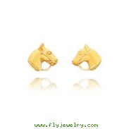 14K Gold Horse Head Earrings