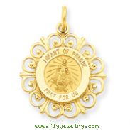 14K Gold Infant of Prague Medal Charm