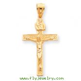 14K Gold INRI Crucifix Pendant