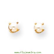 14K Gold June Cultured Pearl Post Earrings