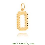 14K Gold Large Diamond-Cut Number 0 Charm